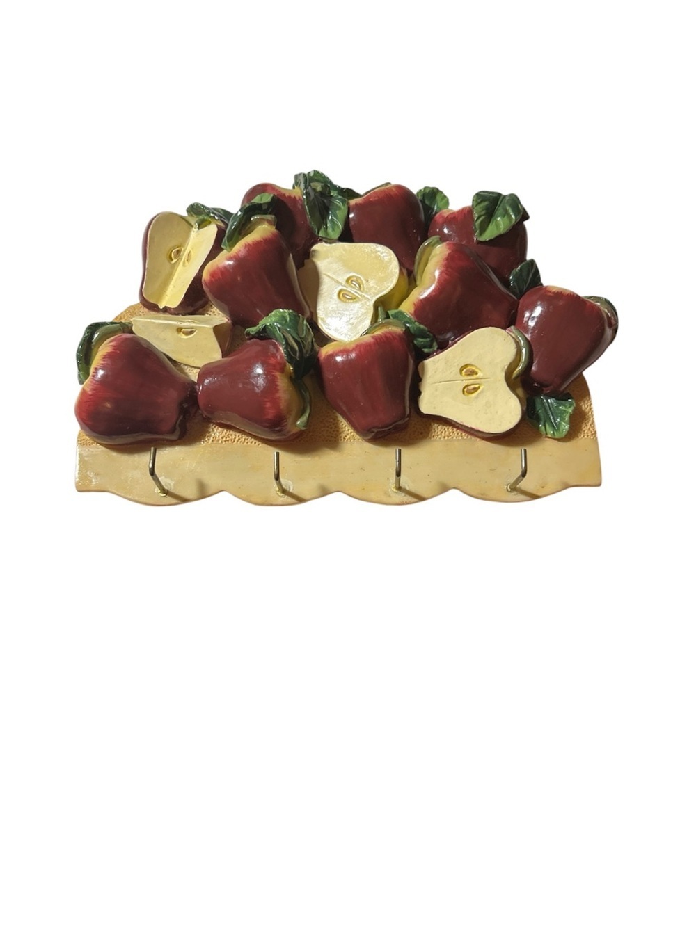 KMC Apples 3-D Resin Wall Hanger Key Hook Measuring Spoon Towel Rack 8 1/2"x6"